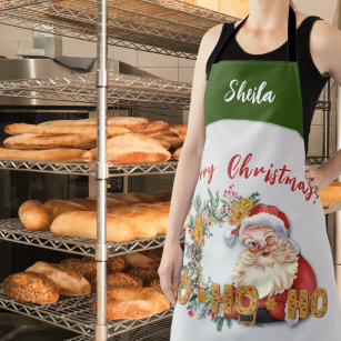 Vintage Santa & Gingerbread Ho-Ho-Ho Personalized Apron