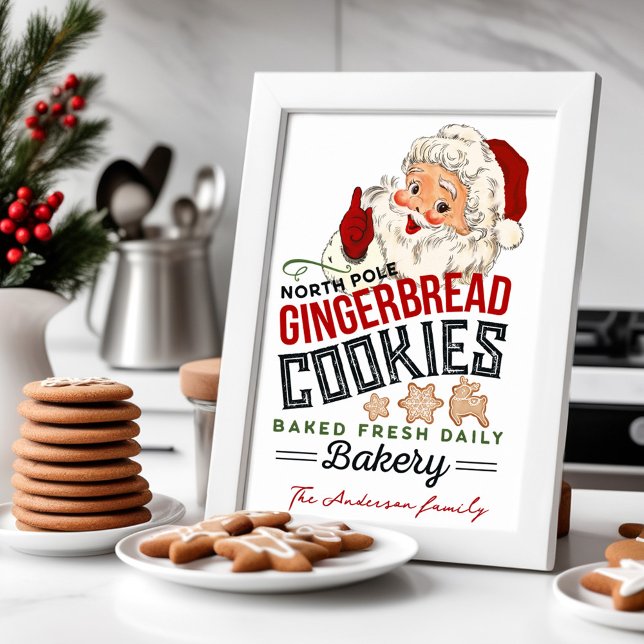 Vintage Santa Gingerbred Bakery Christmas Poster (Vintage Santa Gingerbred Bakery Christmas Poster)