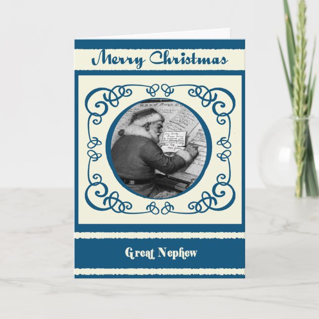 Vintage Santa Great Nephew Christmas Holiday Card (Front)