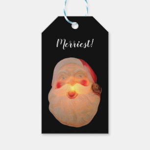 Vintage Santa head lit up Gift Tags
