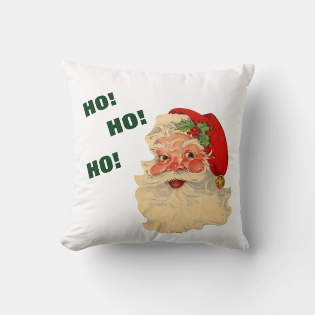 Vintage Santa Ho! Ho! Ho! Cushion (Front)