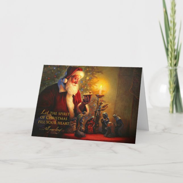 Vintage Santa Holding Baby Jesus Holiday Card (Front)