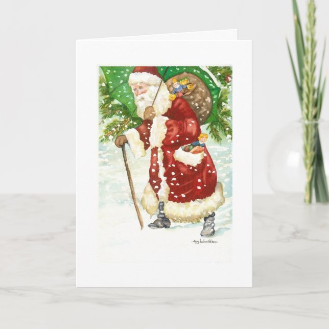Vintage Santa in Red  Christmas Card (Front)
