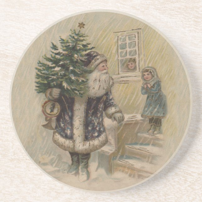 Vintage Santa in Snow Coaster (Front)