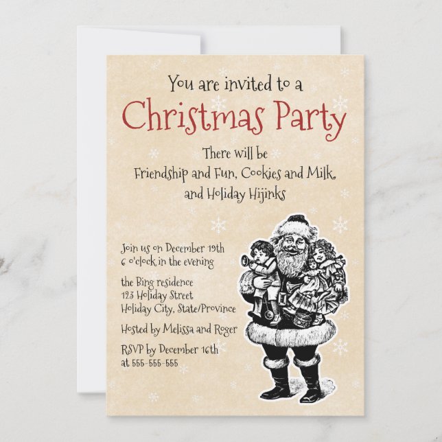 Vintage Santa Invitation (Front)