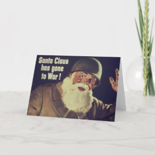Vintage Santa is Going to War Poster Holiday Card