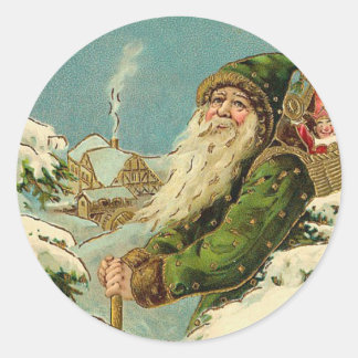 Vintage Santa - Joyeux Noel Classic Round Sticker