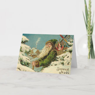 Vintage Santa - Joyeux Noel Holiday Card