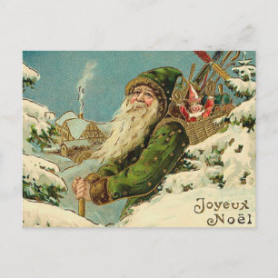 Vintage Santa - Joyeux Noel Holiday Postcard