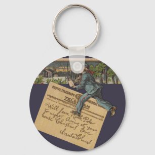 Vintage Santa Letter Art Print Christmas Key Ring