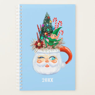Vintage Santa Light Blue Planner