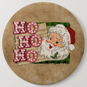 Vintage Santa Marquee Lights Ho Ho Ho 6 Cm Round Badge