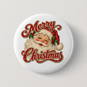 Vintage SANTA, MERRY CHRISTMAS 6 Cm Round Badge