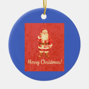 Vintage Santa Merry Christmas Ceramic Tree Decoration