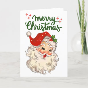 Vintage Santa Merry Christmas family holiday Card