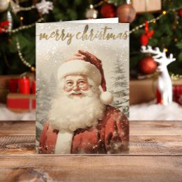 Vintage Santa Merry Christmas Holiday Card