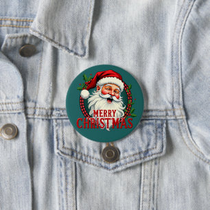 Vintage Santa Merry Christmas Illustration 7.5 Cm Round Badge