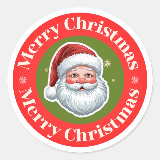Vintage Santa Merry Christmas Sticker (Front)