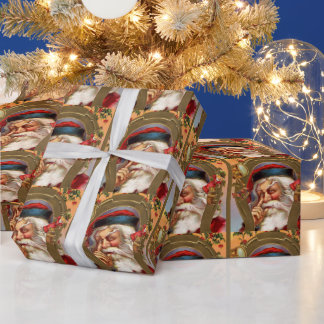 Vintage Santa Merry Christmas Wrapping Paper