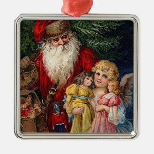 Vintage Santa Metal Tree Decoration