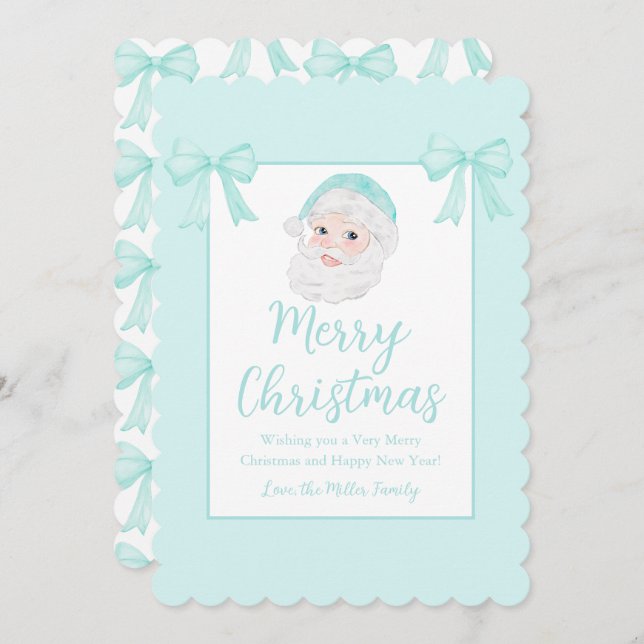 Vintage Santa Mint Hat Personalised Holiday Card (Front/Back)