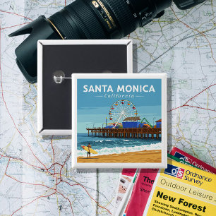 Vintage Santa Monica California 15 Cm Square Badge