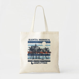 Vintage Santa Monica California Beach Souvenirs Tr Tote Bag