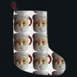 Vintage Santa Mug Christmas Stocking (eyes open)<br><div class="desc">Nothing says, "Christmas, " like a vintage Santa mug. Now, having a cup of cheer doesn't have to be limited to beverages. This adorable Vintage Santa Mug Christmas Stocking features tiled front and back images of a classic, 1960's Santa mug, complete with a red handle, chipping paint and St. Nick...</div>