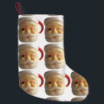 Vintage Santa Mug Christmas Stocking (winking)<br><div class="desc">Nothing says, "Christmas, " like a vintage Santa mug. Now, having a cup of cheer doesn't have to be limited to beverages. This adorable Vintage Santa Mug Christmas Stocking features tiled front and back images of a classic, 1960's Santa mug, complete with a red handle, chipping paint and St. Nick...</div>
