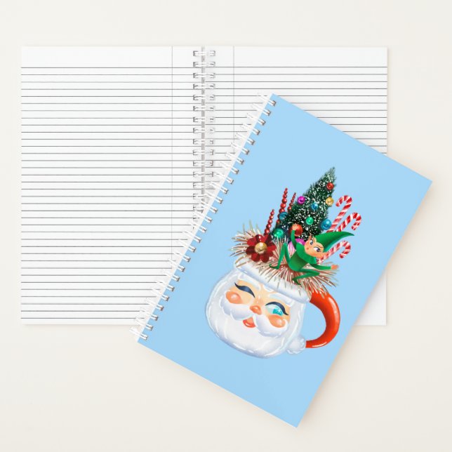 Vintage Santa Mug Light Blue Notebook (Inside)