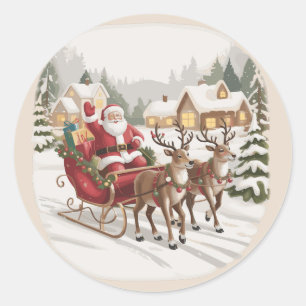 Vintage Santa Nineties Retro Santa Claus Holiday  Classic Round Sticker