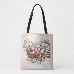 Vintage Santa Nineties Retro Santa Claus Holiday  Tote Bag