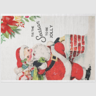 Vintage Santa on Chimney Decoupage Tissue Paper