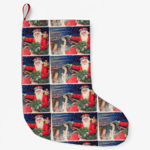 Vintage Santa on sleigh Small Christmas Stocking