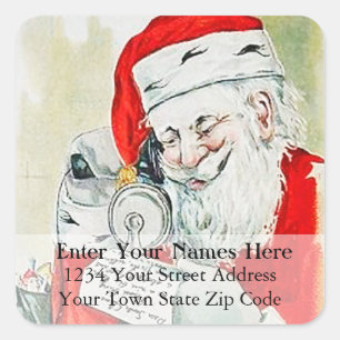 Vintage Santa on the Phone Address Label