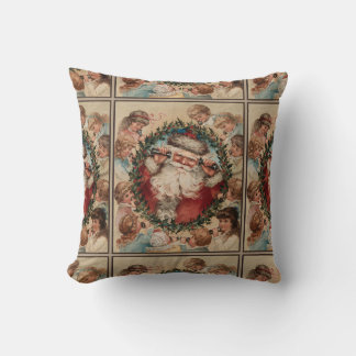 Vintage Santa on the Phone Taupe Cushion