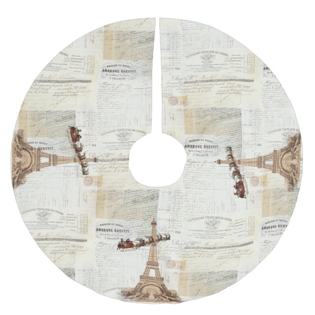 Vintage Santa Paris French Christmas Tree Skirt (Front)