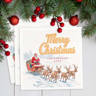 Vintage Santa Personalised Christmas Napkins