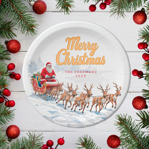 Vintage Santa Personalised Christmas Plates