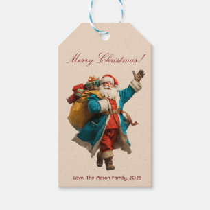 Vintage Santa Personalized Christmas Design Gift Tags