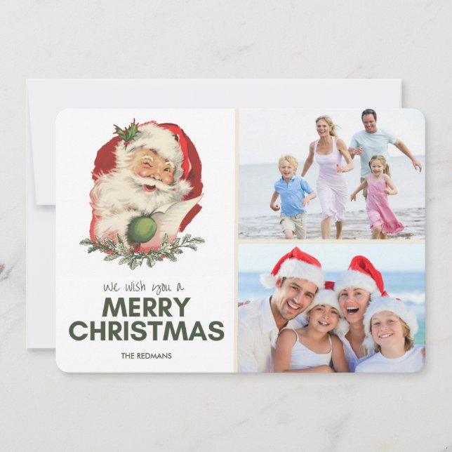 Vintage Santa Photo Merry Christmas Greeting Holiday Card (Front)