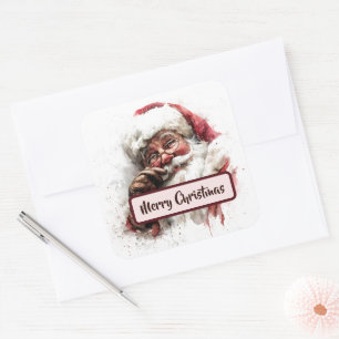 Vintage Santa Photo & Merry Christmas Sticker