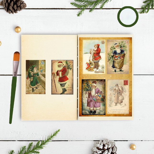 Vintage Santa Postcards Scrapbook Embellishments (Creator Uploaded)