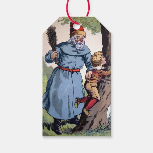Vintage Santa Punishing Child Gift Tags (Front)