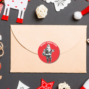 Vintage Santa Red Classic Round Sticker