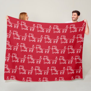 Vintage Santa Red Festive Jolly Classic Retro Fleece Blanket
