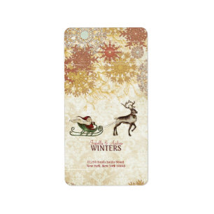 Vintage Santa & Reindeer Label