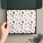 Vintage Santa Retro Pink Christmas Custom Monogram Tissue Paper<br><div class="desc">Add a whimsical touch to your holiday wrapping with this exquisite custom monogram tissue paper. Each sheet is adorned with hand-painted watercolor illustrations featuring various vintage-inspired elements. At the centre, a charming vintage pink typewriter and pink mailbox set the scene, surrounded by a festive Christmas tree and retro ornaments. The...</div>
