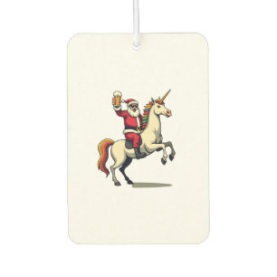 Vintage Santa Riding Unicorn Beer Christmas Funny Car Air Freshener