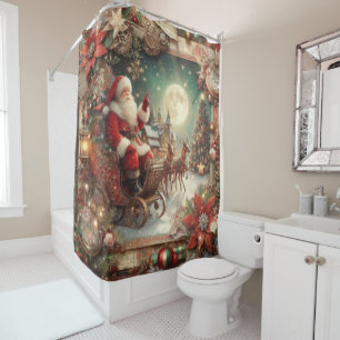 Vintage Santa Shower Curtain